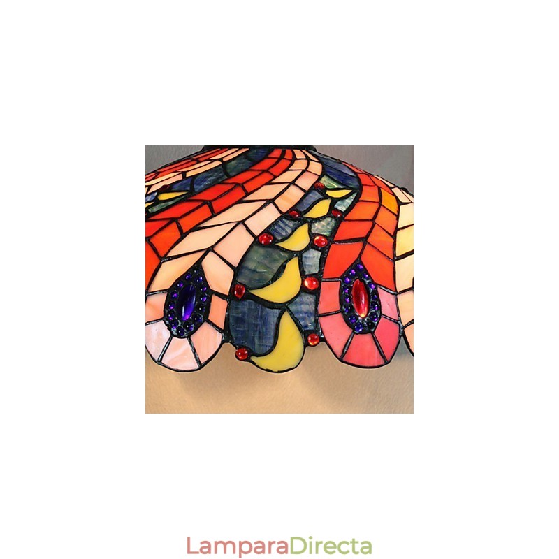 Lámpara colgante de 2 luces con pantalla con estampado de plumas de pavo real