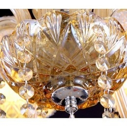 Elegante lámpara de araña de cristal ámbar de 6 luces para el hogar