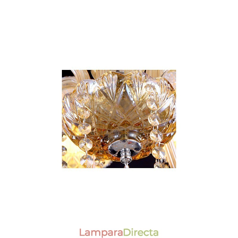 Elegante lámpara de araña de cristal ámbar de 6 luces para el hogar
