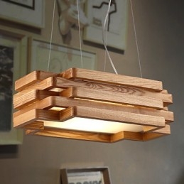 Lámpara colgante de bambú de madera estilo campestre moderno y contemporáneo
