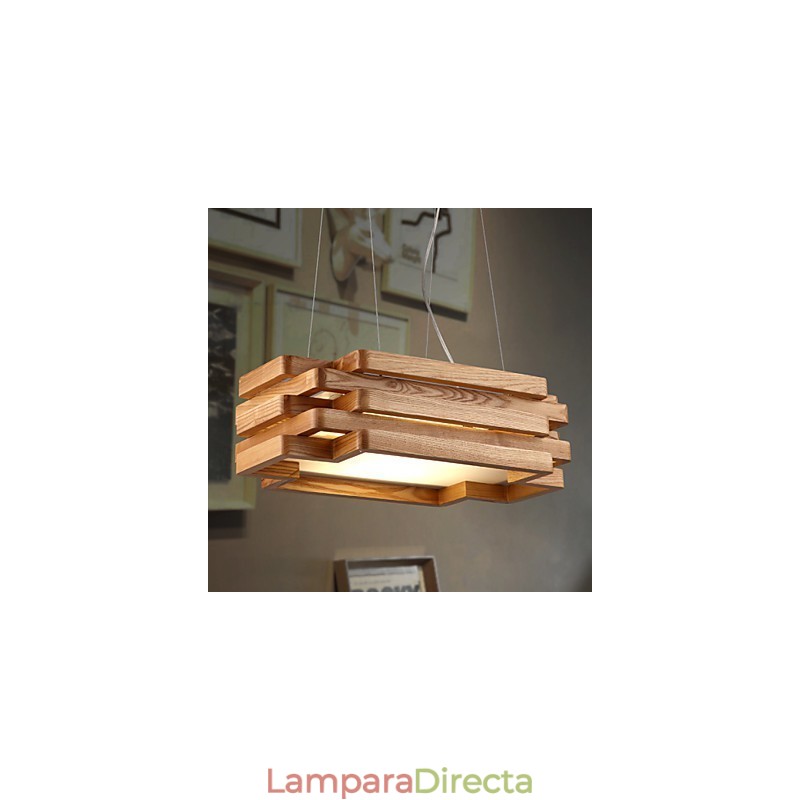 Lámpara colgante de bambú de madera estilo campestre moderno y contemporáneo