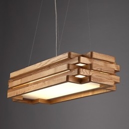 Lámpara colgante de bambú de madera estilo campestre moderno y contemporáneo