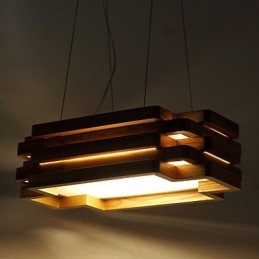 Lámpara colgante de bambú de madera estilo campestre moderno y contemporáneo