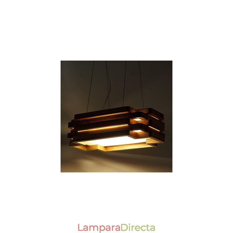 Lámpara colgante de bambú de madera estilo campestre moderno y contemporáneo