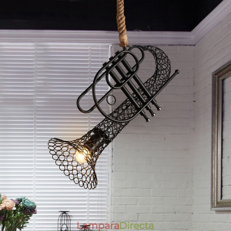 Lámpara de araña decorativa retro con encaje de cáñamo estilo country americano