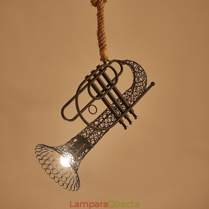 Lámpara de araña decorativa retro con encaje de cáñamo estilo country americano