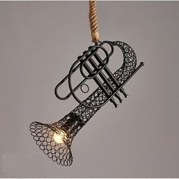 Lámpara de araña decorativa retro con encaje de cáñamo estilo country americano