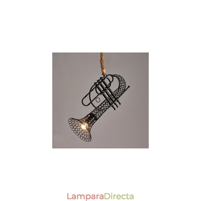Lámpara de araña decorativa retro con encaje de cáñamo estilo country americano