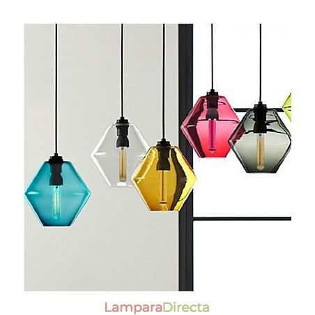 Lámpara colgante de cristal artístico de una sola cabeza color caramelo con pantalla de cristal (gris, amarillo, verde, rojo, rosa, azul y blanco) Lámpara colgante de cristal artístico de una sola cabeza color caramelo con pantalla de cristal (gris, amarillo, verde, rojo, rosa, azul y blanco)