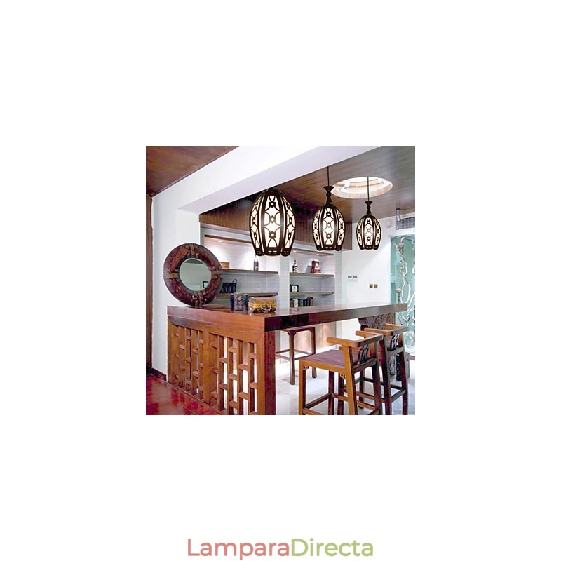 Lámpara colgante de comedor de madera creativa, contemporánea y contratada.