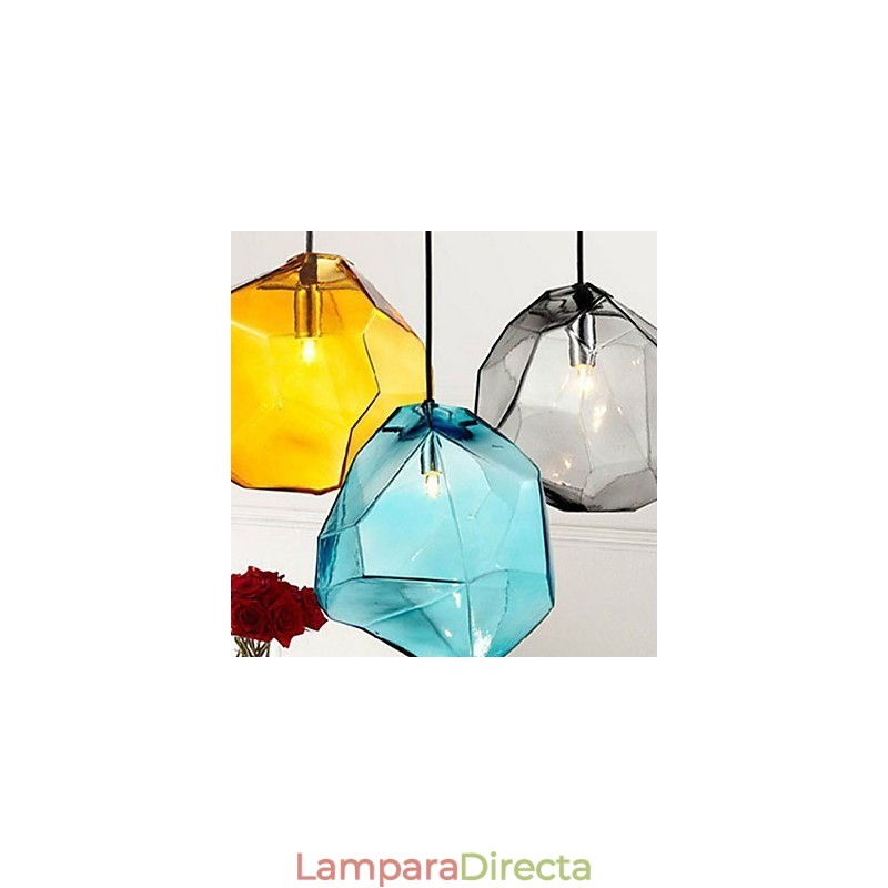 Lámpara colgante cromática de cristal de hielo con forma de diamante