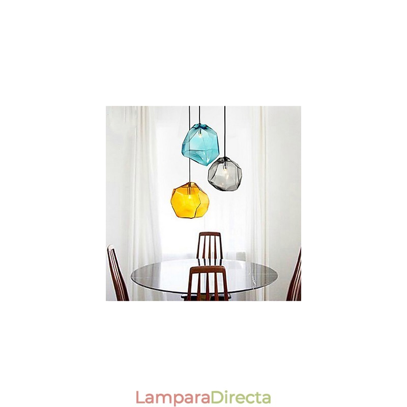 Lámpara colgante cromática de cristal de hielo con forma de diamante