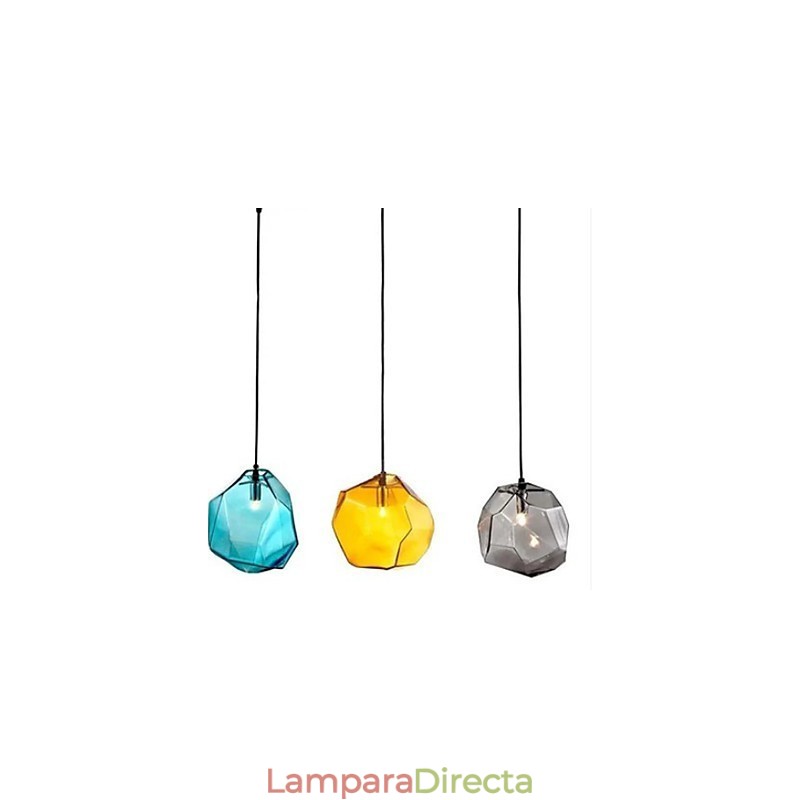 Lámpara colgante cromática de cristal de hielo con forma de diamante