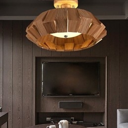 Lámpara colgante de bambú de madera, estilo campestre, contemporáneo y moderno.
