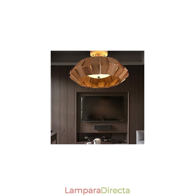 Lámpara colgante de bambú de madera, estilo campestre, contemporáneo y moderno.