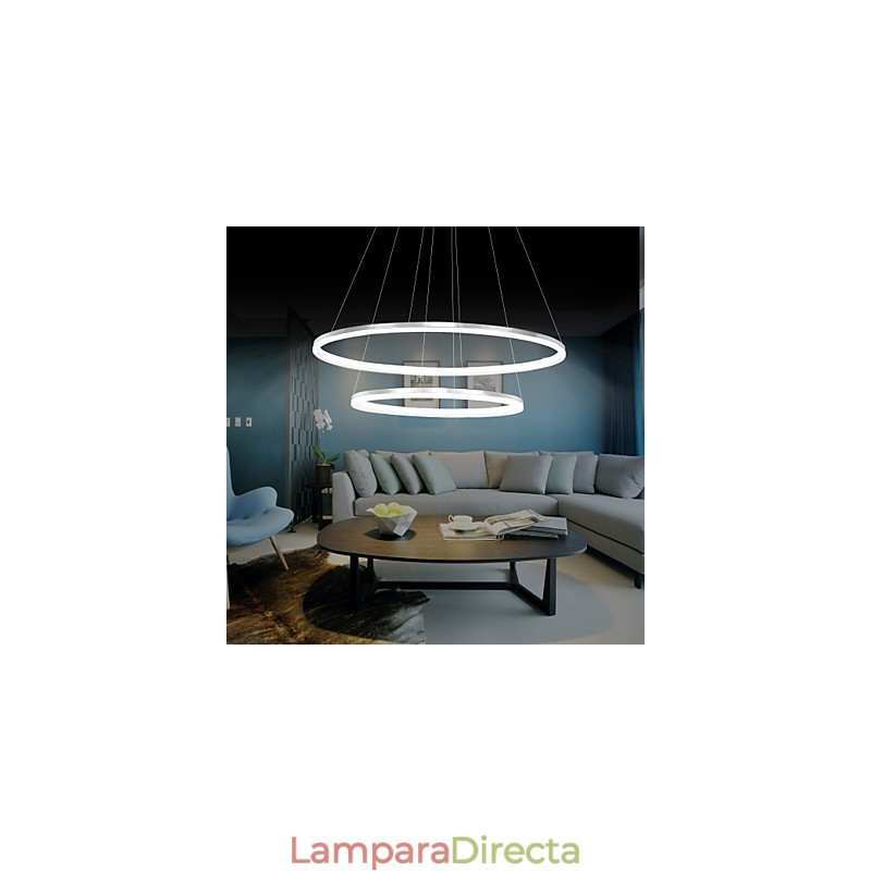 Lámpara colgante de diseño moderno con 4 anillos dobles de acrílico de alta calidad.