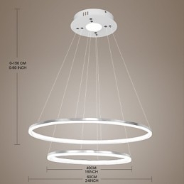 Lámpara colgante de diseño moderno con 4 anillos dobles de acrílico de alta calidad.