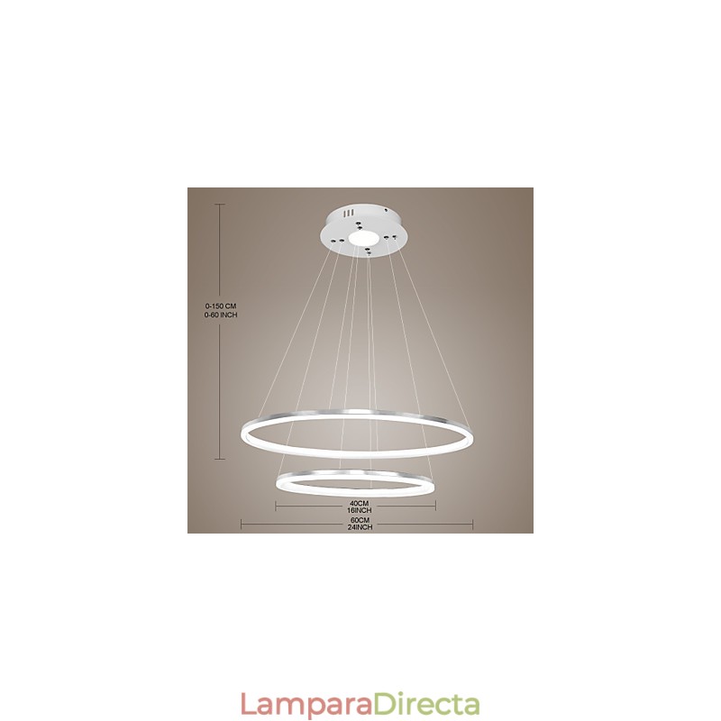 Lámpara colgante de diseño moderno con 4 anillos dobles de acrílico de alta calidad.