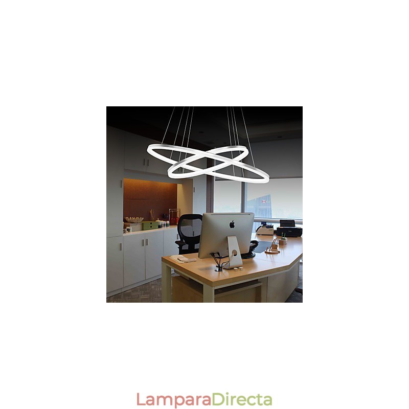 Lámpara colgante de diseño moderno con 4 anillos dobles de acrílico de alta calidad.