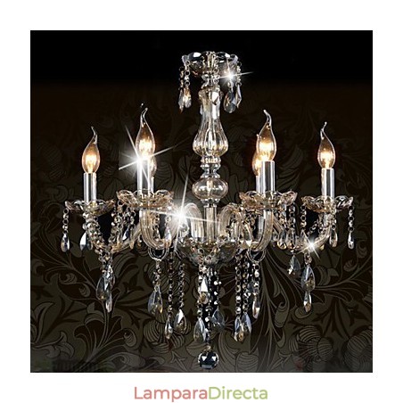 Lámpara de araña de cristal de lujo de 6 luces, color coñac, K9 Lámpara de araña de cristal de lujo de 6 luces, color coñac, K9