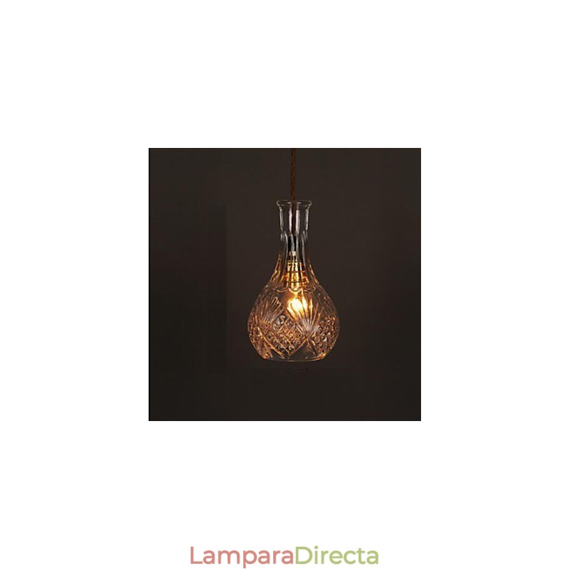 Lámpara colgante de cristal con diseño de botella romántica y creativa tallada