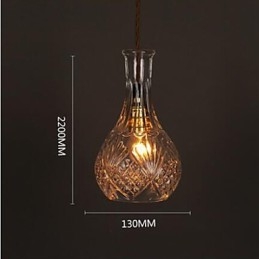 Lámpara colgante de cristal con diseño de botella romántica y creativa tallada