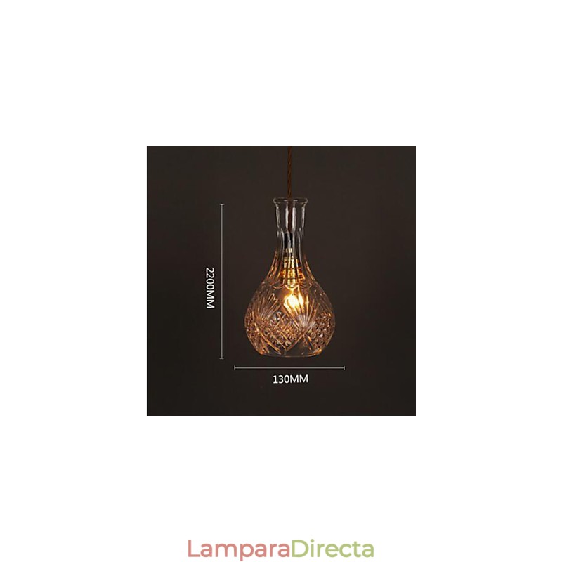 Lámpara colgante de cristal con diseño de botella romántica y creativa tallada