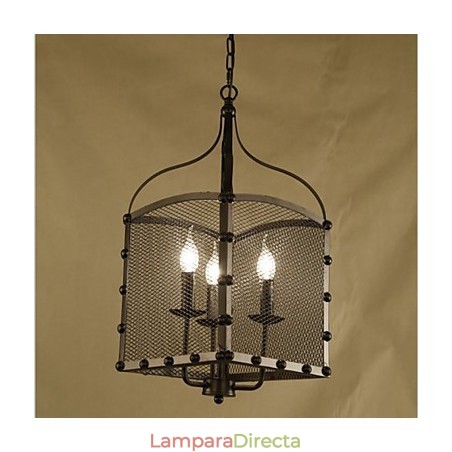 Lámpara de araña de hierro forjado estilo cafetería industrial retro con cubierta de red Lámpara de araña de hierro forjado estilo cafetería industrial retro con cubierta de red