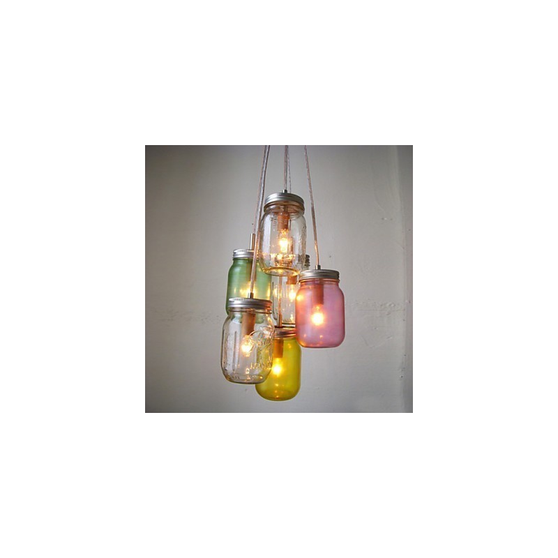 Lámpara de tres luces colgantes de cristal con forma de botella de los deseos para niños