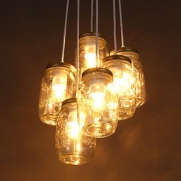 Lámpara de tres luces colgantes de cristal con forma de botella de los deseos para niños