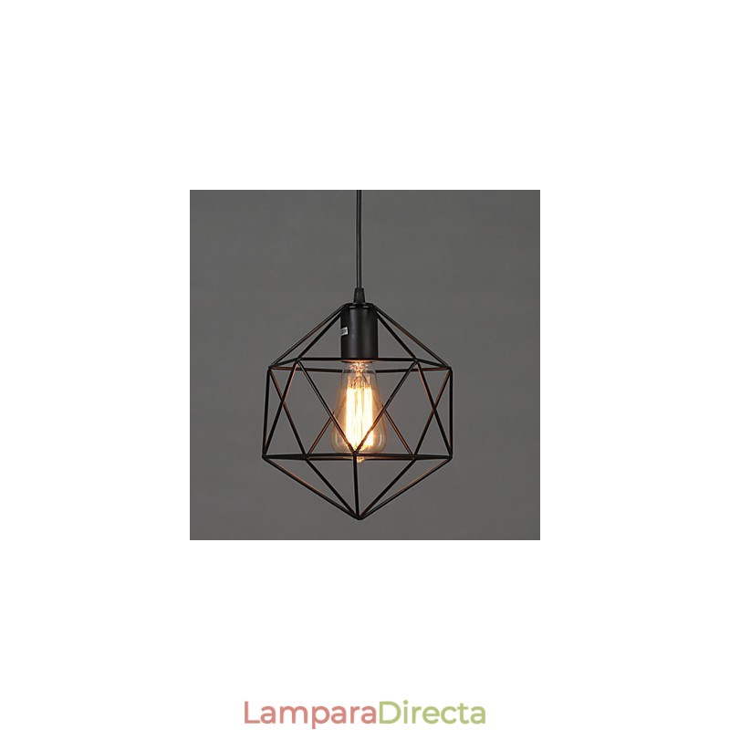 Lámpara colgante de hierro forjado con líneas geométricas y diamantes, moderna y contemporánea