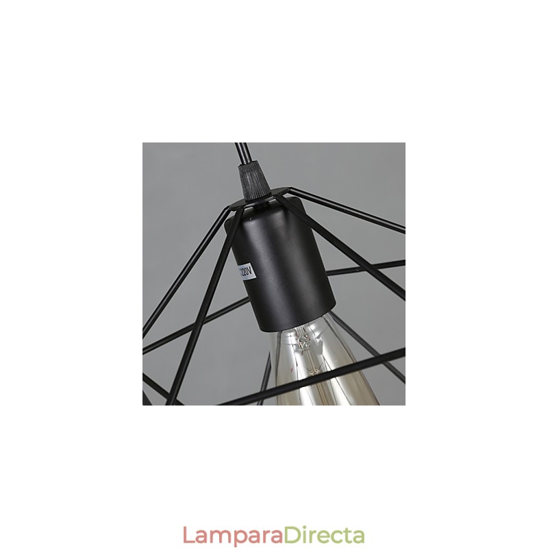 Lámpara colgante de hierro forjado con líneas geométricas y diamantes, moderna y contemporánea