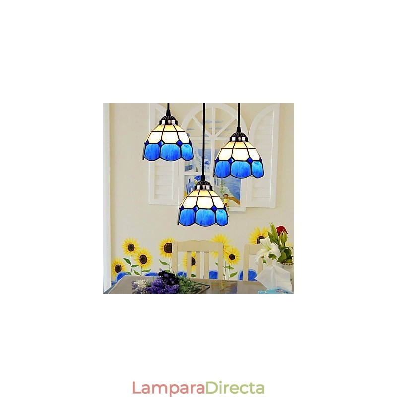 Lámparas y faroles mediterráneos de estilo europeo con pantalla de vidrio y diseño de lámparas colgantes.