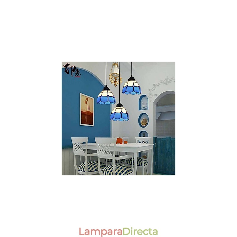 Lámparas y faroles mediterráneos de estilo europeo con pantalla de vidrio y diseño de lámparas colgantes.