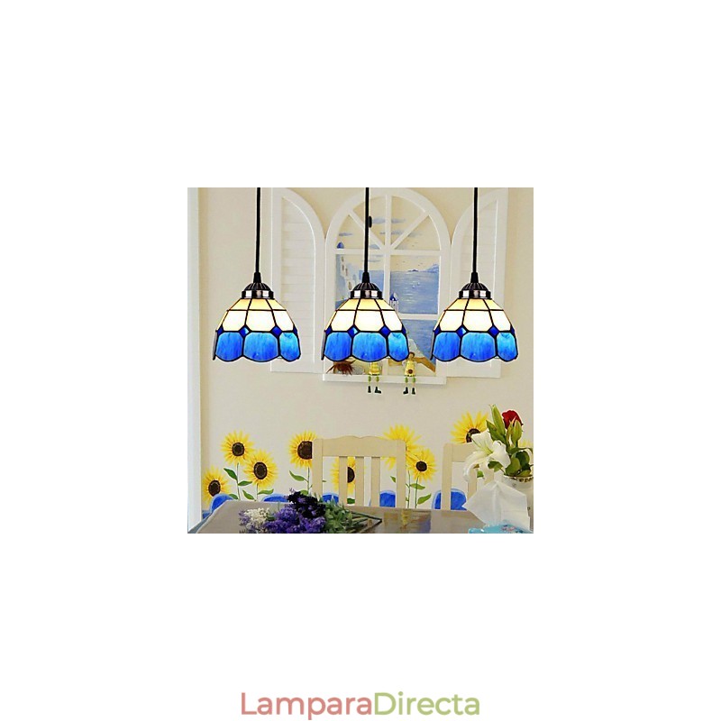 Lámparas y faroles mediterráneos de estilo europeo con pantalla de vidrio y diseño de lámparas colgantes.