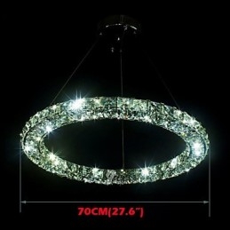 Lámpara colgante de cristal moderna de una sola luz, D70 cm, tres lados, K9, cristal para interiores, lámparas de techo