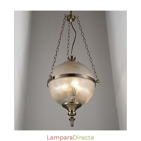 Lámpara de araña de hierro y bronce con cristal Lámpara de araña de hierro y bronce con cristal