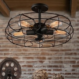 Lámpara de diseño industrial estilo country americano, lámpara personalizada, lámparas de techo con ventilador retro europeo