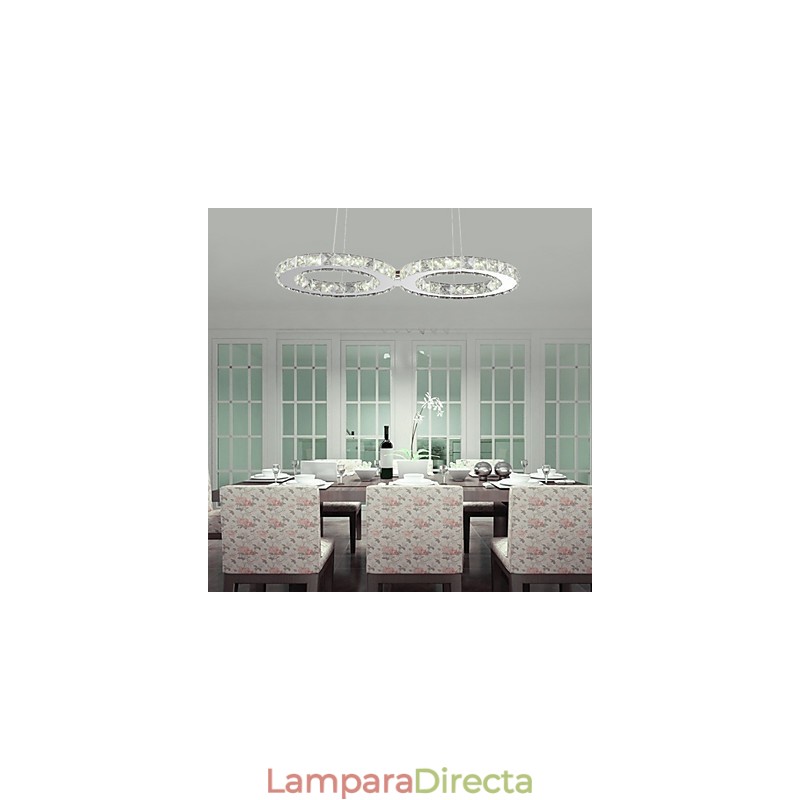 Lámpara colgante moderna contemporánea de metal cromado y cristal