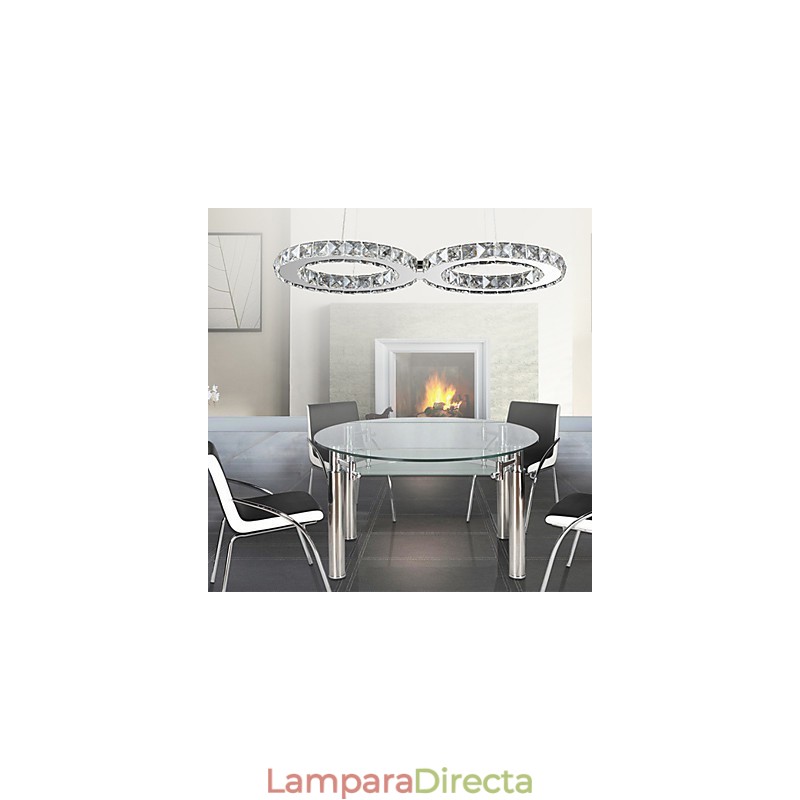 Lámpara colgante moderna contemporánea de metal cromado y cristal