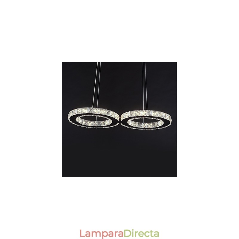 Lámpara colgante moderna contemporánea de metal cromado y cristal