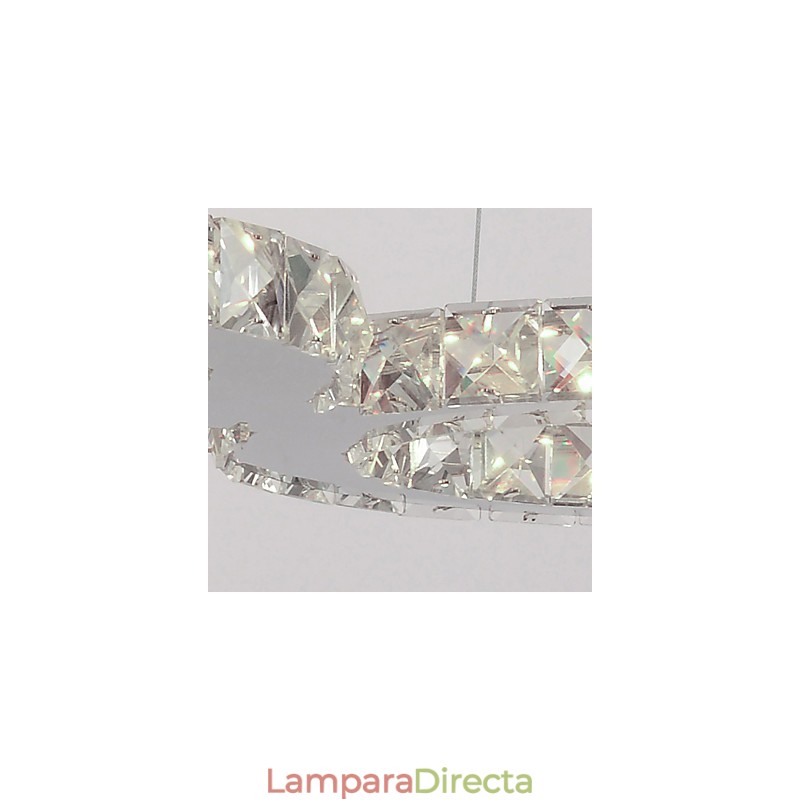 Lámpara colgante moderna contemporánea de metal cromado y cristal