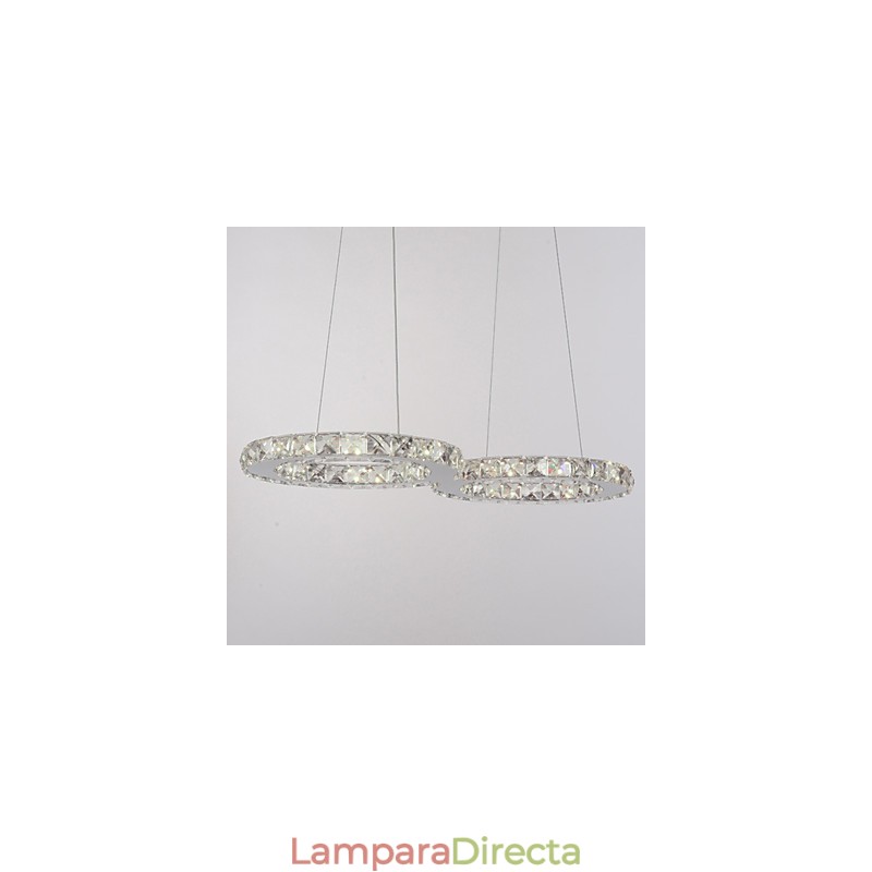 Lámpara colgante moderna contemporánea de metal cromado y cristal