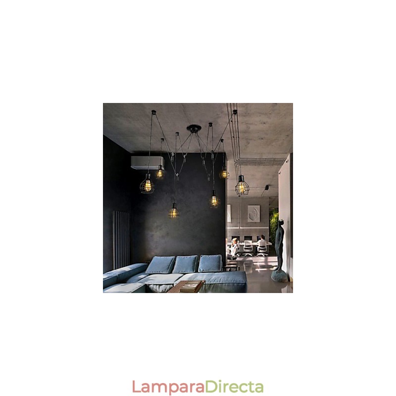 Lámpara colgante de metal de 6 luces de diseño rural