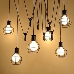 Lámpara colgante de metal de 6 luces de diseño rural