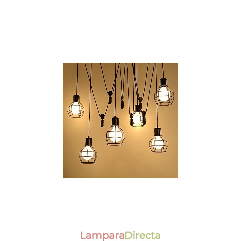 Lámpara colgante de metal de 6 luces de diseño rural