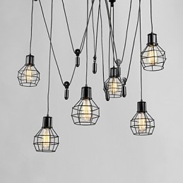 Lámpara colgante de metal de 6 luces de diseño rural