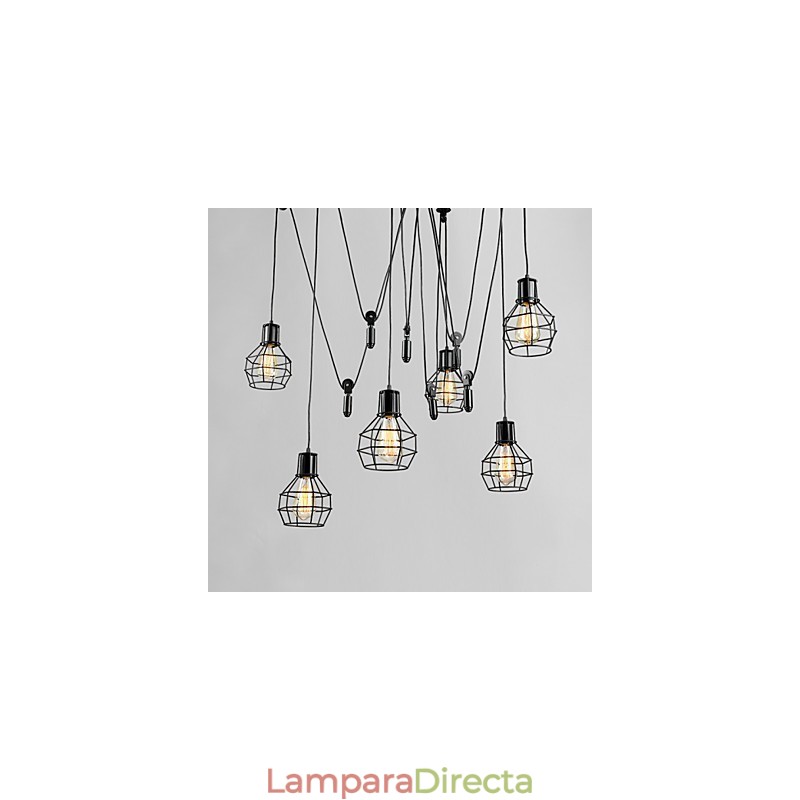 Lámpara colgante de metal de 6 luces de diseño rural