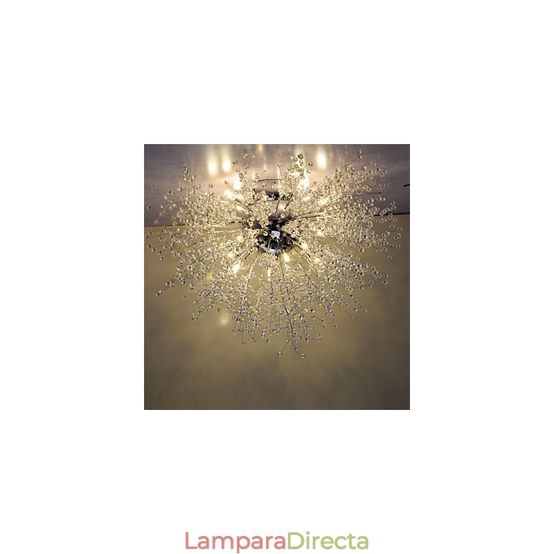 Lámpara colgante de cristal mitigado G4 de acero inoxidable, diámetro 90 cm