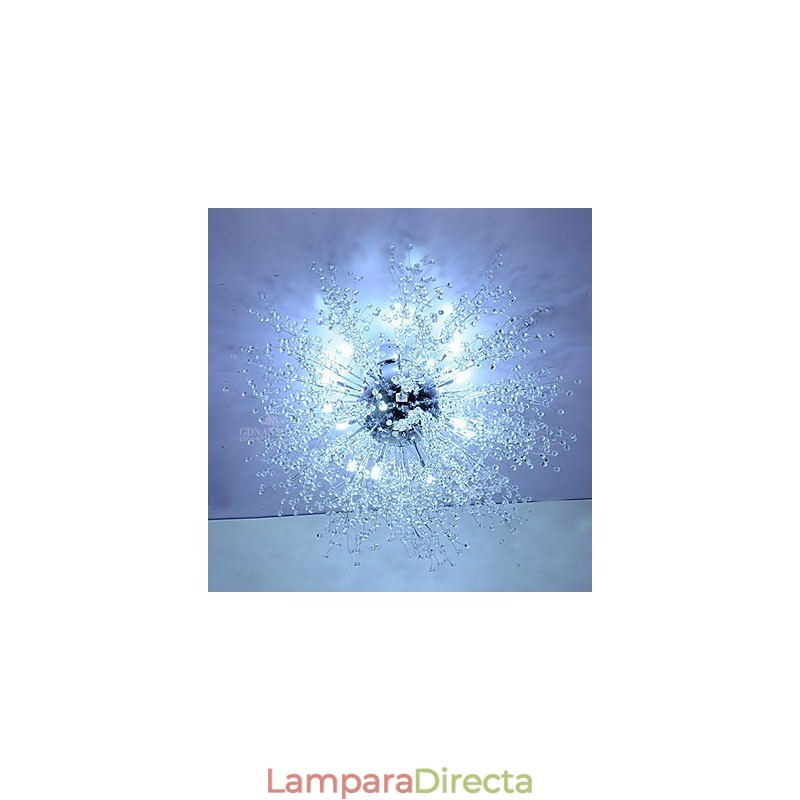 Lámpara colgante de cristal mitigado G4 de acero inoxidable, diámetro 90 cm